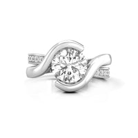 Round Cut Moissanite Twisted Swirl Bypass Shank Engagement & Wedding Ring (1 6/7 TCW)
