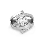 Round Cut Moissanite Bypass Split Shank Wedding Anniversary Gift Ring For Women