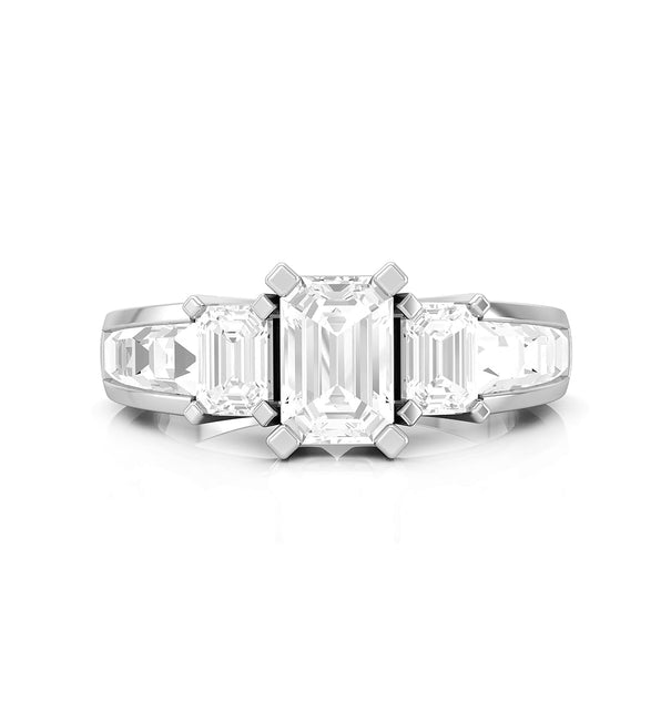 Emerald Or Princess Cut CZ Channel Setting Three-Stone Engagement Wedding Women's Ring