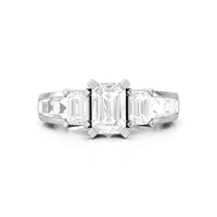 6x4 MM Emerald & Princess CZ Three-Stone Engagement Wedding Women's Ring