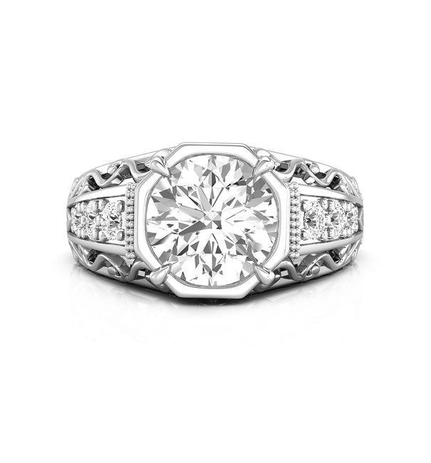 Beautiful Round Cut Moissanite Antique Filigree Art Deco Vintage Engagement Ring