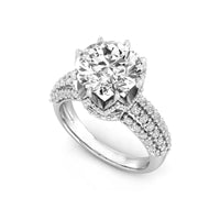Sparkling Round Cut Moissanite Prong Set Crown Inspire Engagement Wedding Party Ring ( 3 5/7 TCW )