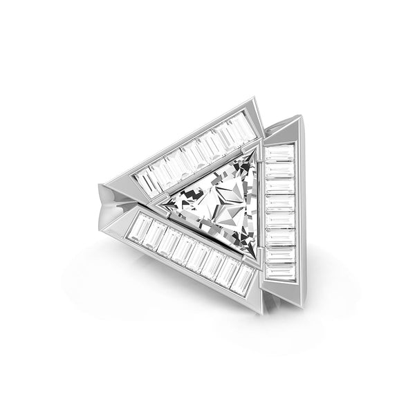 Triangle With Baguette Cut CZ Stone Channel Setting Halo Party Wear Or Engagement Ring For Men