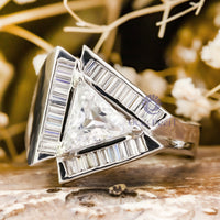 Triangle With Baguette Cut CZ Stone Party Wear Or Engagement Ring For Men