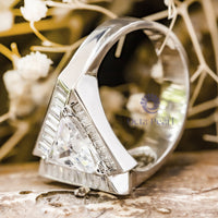 Triangle With Baguette Cut CZ Stone Party Wear Or Engagement Ring For Men