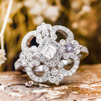 Round Cut CZ Stone Antique Edwardian Wedding Bridal Ring