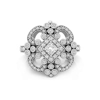 3.50 MM Asscher & Round Cut CZ Stone Antique Edwardian Wedding Bridal Ring