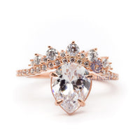4-Claw Prong Set Pear & Round Cut Moissanite Crown Style Wedding-Engagement Ring