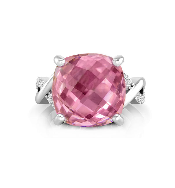 Pink Twisted Split Shank 4-prong Solitaire Ring