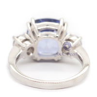 blue Emerald Cut Channel Setting Ring CZ