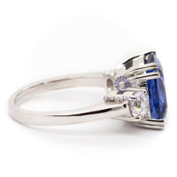 blue Emerald Cut Channel Setting Ring CZ