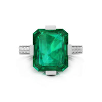 Green Emerald Cut Solitaire Ring