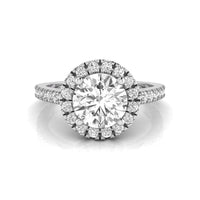 Round Cut Moissanite Halo Engagement Ring