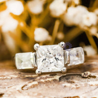 Asscher & Fancy Cut CZ Three Stone Ring For Gift