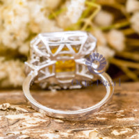 Octagon Shape Halo Princess Cut Ring