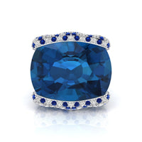 Blue Cocktail Party Wear Ring CZ Cushion Cut Womens Ring