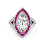 Marquise Cut CZ Stone Pink Halo Milgrain Bezel Set