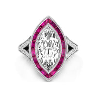 Pink Halo Marquise Wedding Ring Split Shank