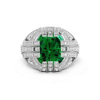 Green Cushion Cut CZ Stone Milgrain Antique Victorian Art Deco Ring For Engagement