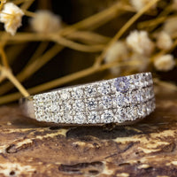 Moissanite Three Row Wedding Engagement Band For Women