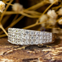 Moissanite Three Row Wedding Engagement Band For Women