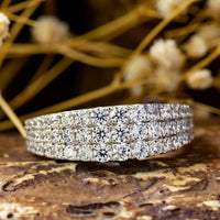 Moissanite Three Row Wedding Engagement Band For Women