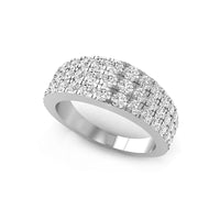 White Round Cut Moissanite Three Row Wedding Engagement Band For Women