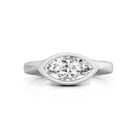 East-West Marquise Cut Moissanite Bezel Set Solitaire Engagement Ring For Women