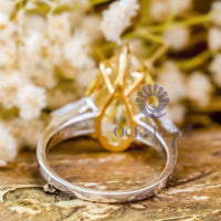 Yellow Pear Shape Three Stone Engagement Ring