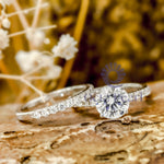 Round Cut Moissanite Bridal Ring Set