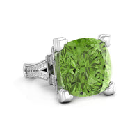 16 MM Green Cushion Cut CZ Stone The Eiffel Tower Wedding Engagement Ring For Ladies