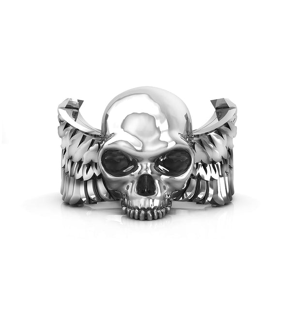 Men Or Women's Winged Skull Gothic Punk Biker Handmade Halloween Ring For Exclusive Gift