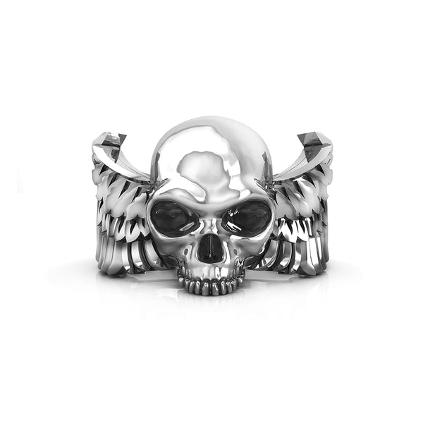 Winged Skull Gothic Punk Biker Handmade Halloween Ring