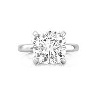 Cushion Cut Moissanite Hidden Halo Set Solitaire Engagement Ring