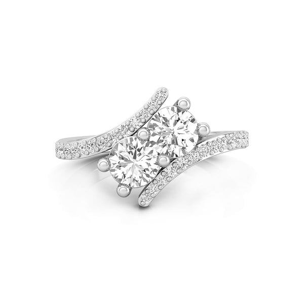 4.50 MM Round Cut Moissanite Bypass Shank Toi Et Moi Engagement & Wedding Women's Ring