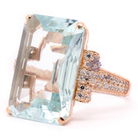 Square Aquamarine Wedding Ring