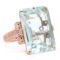 Square Aquamarine Wedding Ring