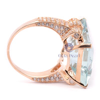 Square Aquamarine Wedding Ring