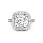 Cushion & Round Cut Moissanite Halo Engagement Proposal Ring