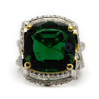 Fancy Green Cushion Cut CZ Stone Party Wear Or Wedding Bridal Designer Ring