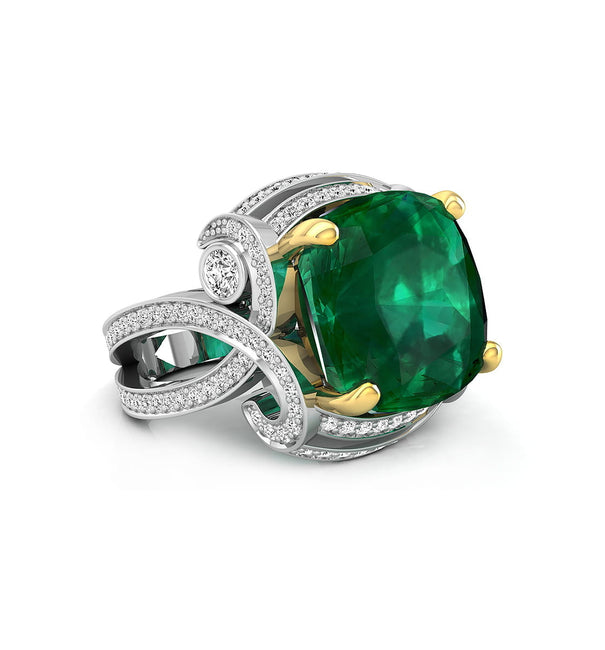 Fancy Green Cushion Cut CZ Stone Party Wear Or Wedding Bridal Designer Ring