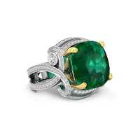 Fancy Green Cushion Cut CZ Stone Party Wear Or Wedding Bridal Designer Ring