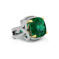 Fancy Green Cushion Cut Party Wear Designer Ring