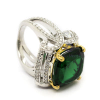 Fancy Green Cushion Cut CZ Stone Party Wear Or Wedding Bridal Designer Ring