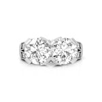 Round Cut Moissanite Two Stone Art Deco Style Anniversary Gift Ring For Women