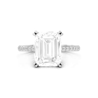 Round Cut Moissanite Hidden Halo Accented Bridal Ring