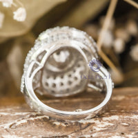 Fresh Water Pearl With CZ Round Stone Pave Set Fancy Wedding Or Party Wear Ring