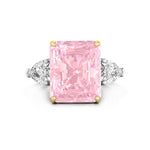 Gorgeous CZ Pink Radiant With Side Pear Three Stone Pre-Wedding Bridal Ring Jewelry