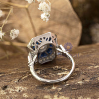 Blue Sapphire Vintage-Style Wedding Ring