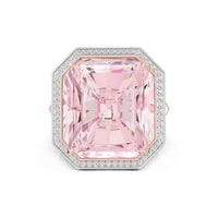 18x16 MM Pink Square Radiant Cut CZ Stone Halo Split Shank Engagement Ring For Women